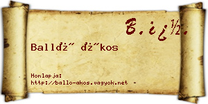 Balló Ákos névjegykártya